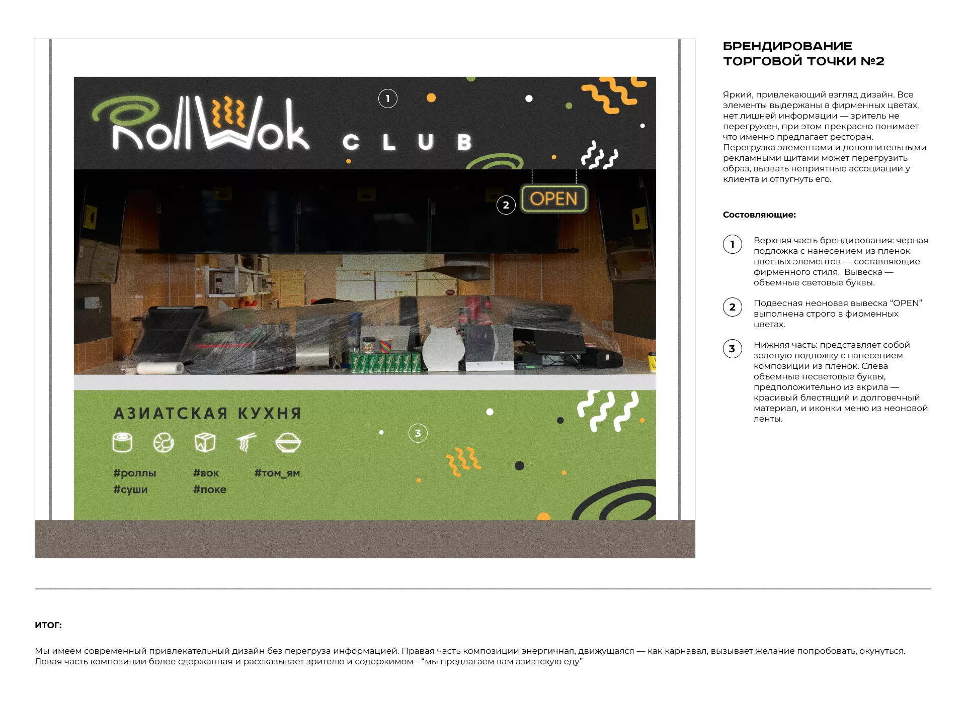 Брендирование торговых точек суши-бара «Roll Wok Club» в Добрянке